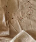Hand Embroidered Cotton Silk Salwar Paired with Banarasi Dupatta by Ikhtirah (Beige)
