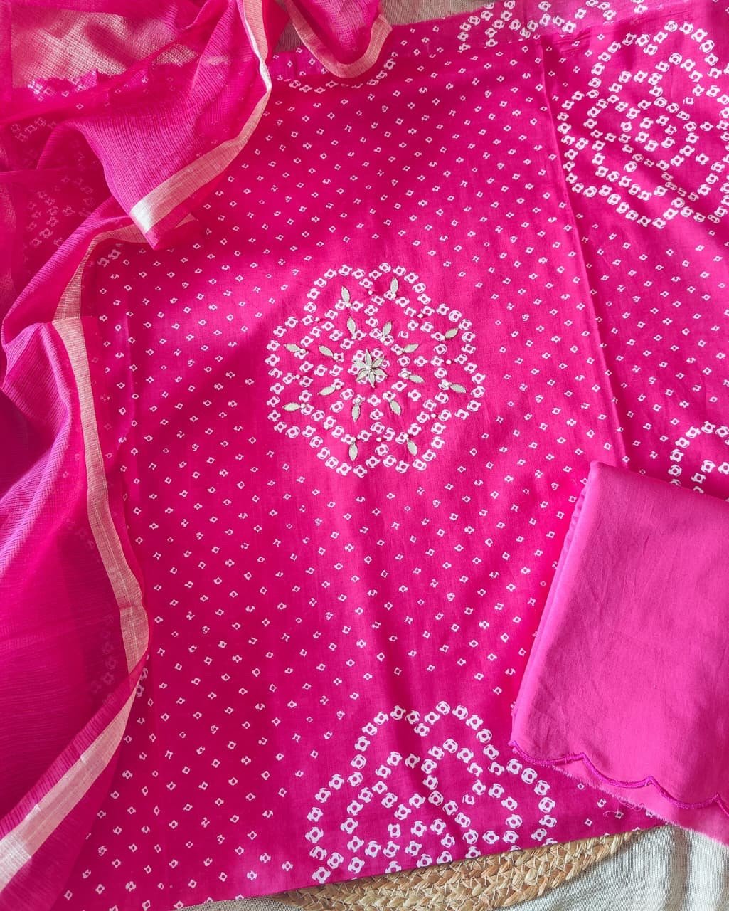 Pure Cotton Hand Gota and Moti Embroidered Salwars by Ikhtirah (Pink)