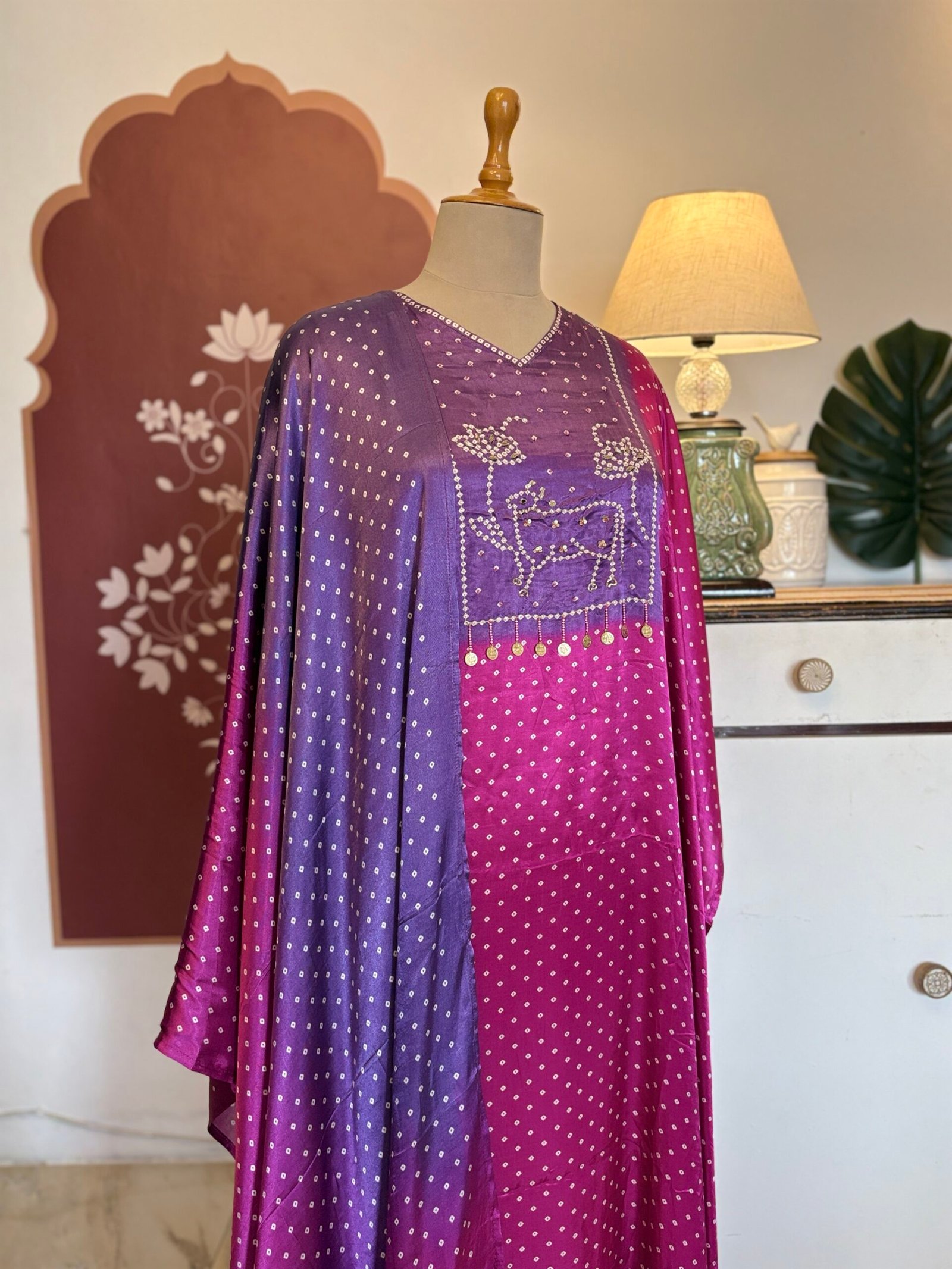 Pichwai Hand Highlighted Modal Silk Salwar by Ikhtirah - Image 7