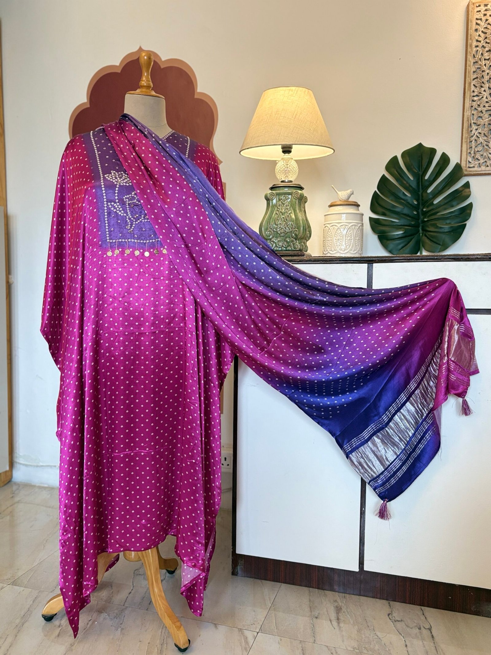 Pichwai Hand Highlighted Modal Silk Salwar by Ikhtirah - Image 3