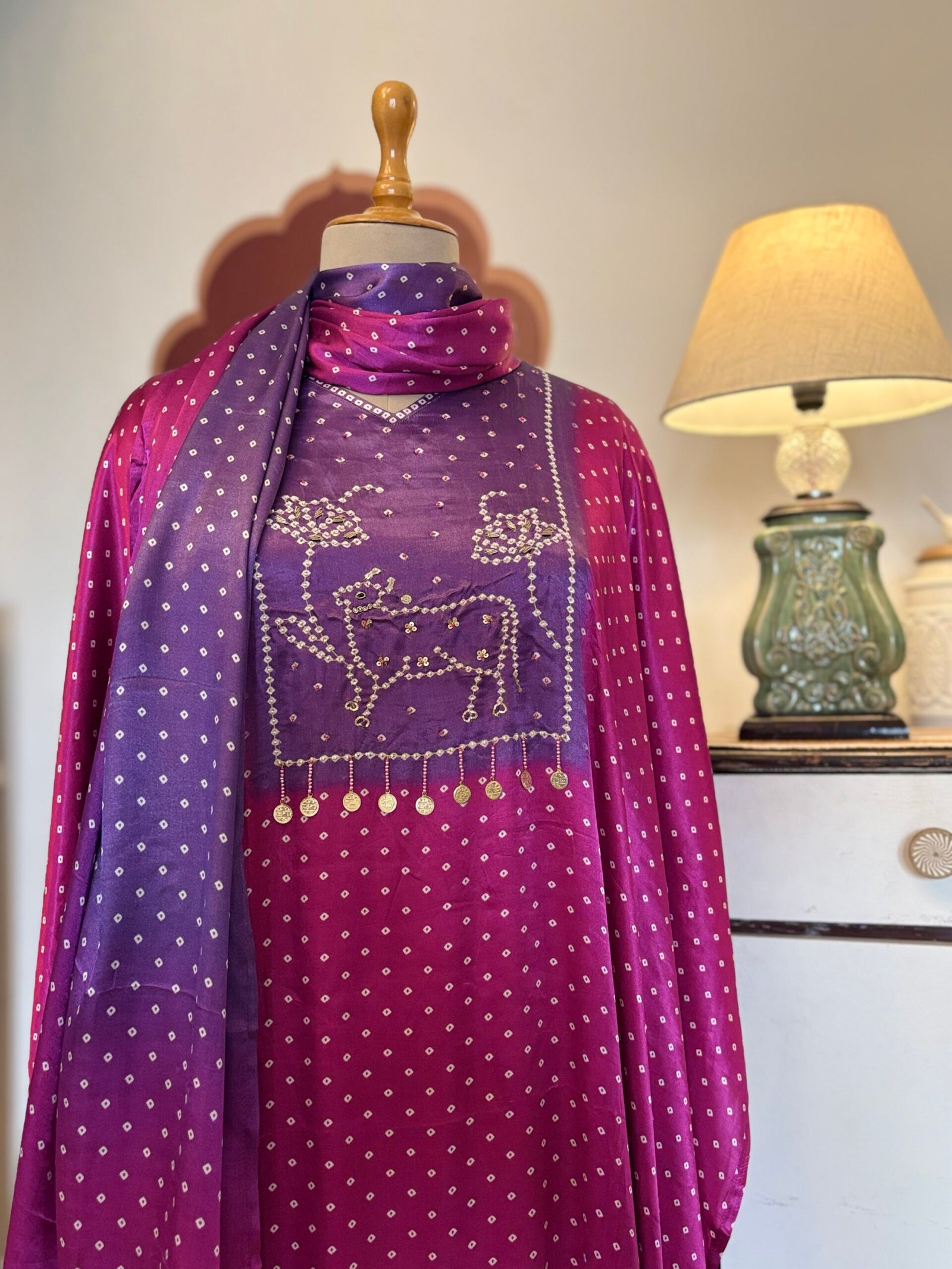 Pichwai Hand Highlighted Modal Silk Salwar by Ikhtirah - Image 9