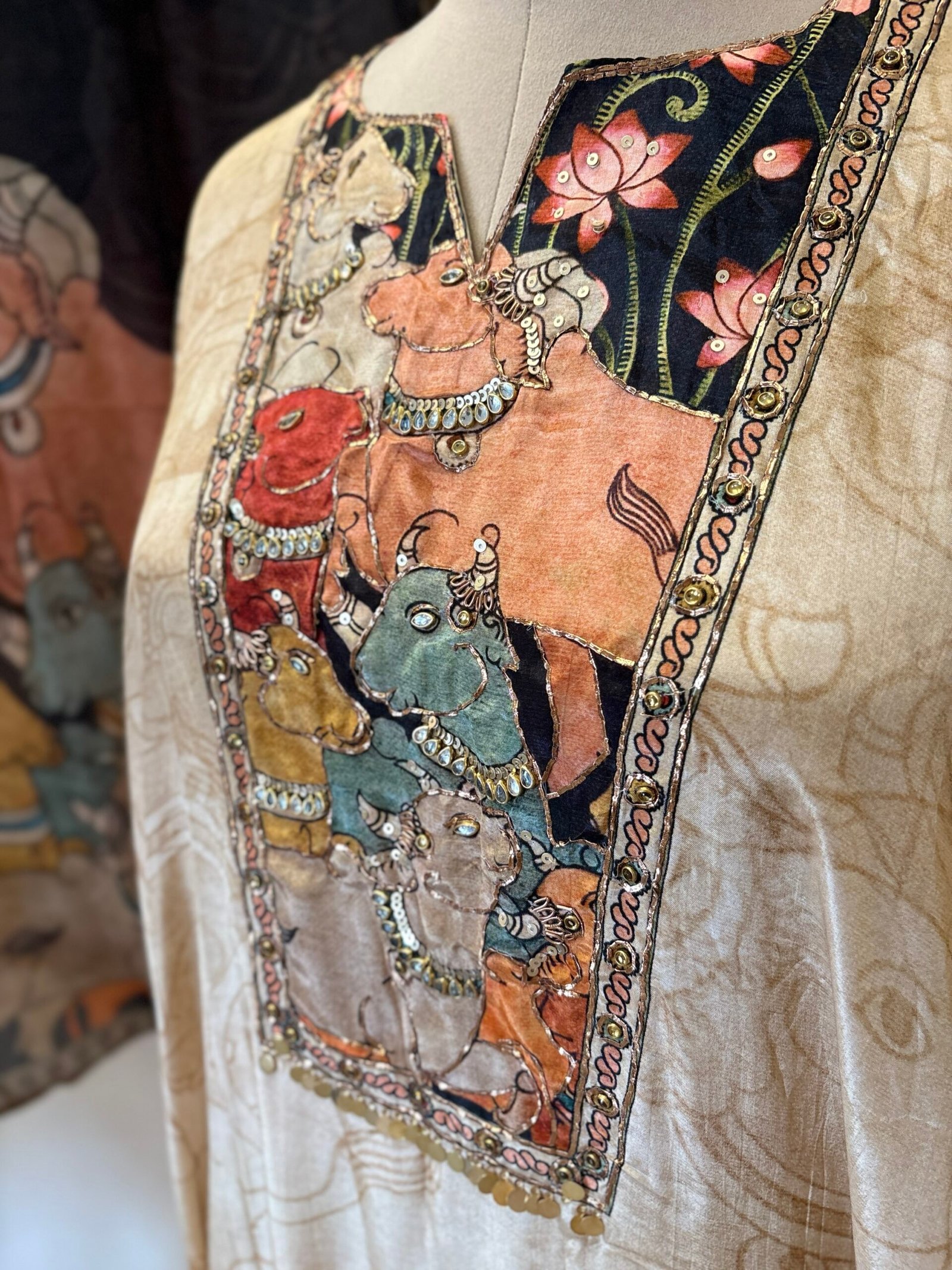 Pichwai Hand Highlighted Muslin Silk Salwar Ikhtirah - Image 8