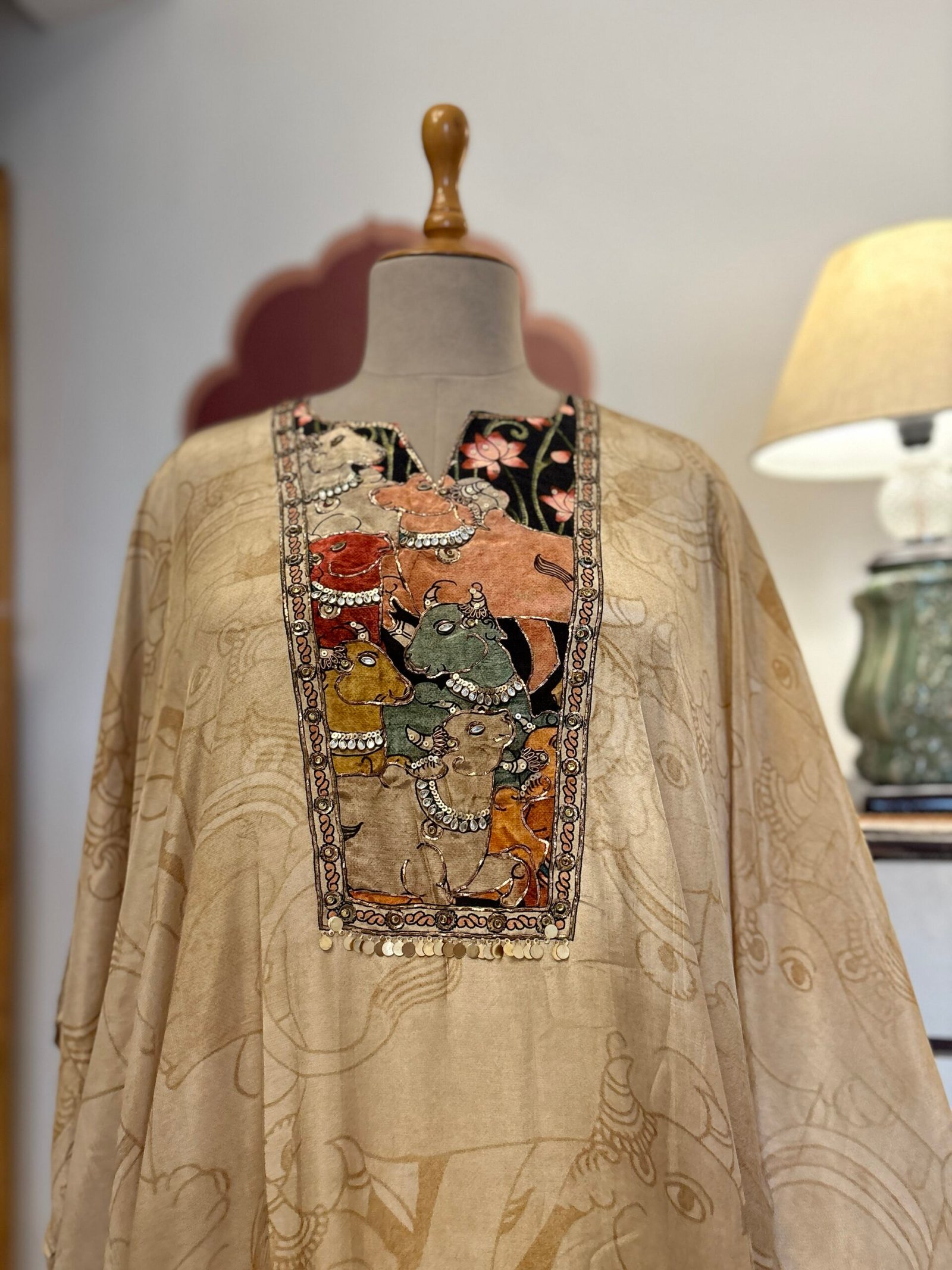 Pichwai Hand Highlighted Muslin Silk Salwar Ikhtirah - Image 10