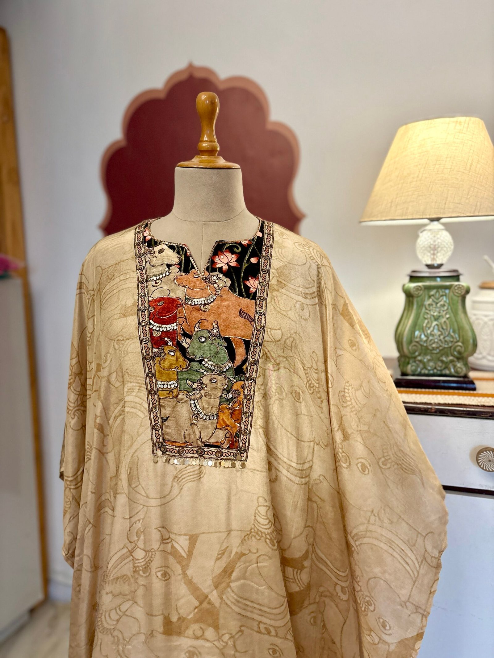 Pichwai Hand Highlighted Muslin Silk Salwar Ikhtirah - Image 12