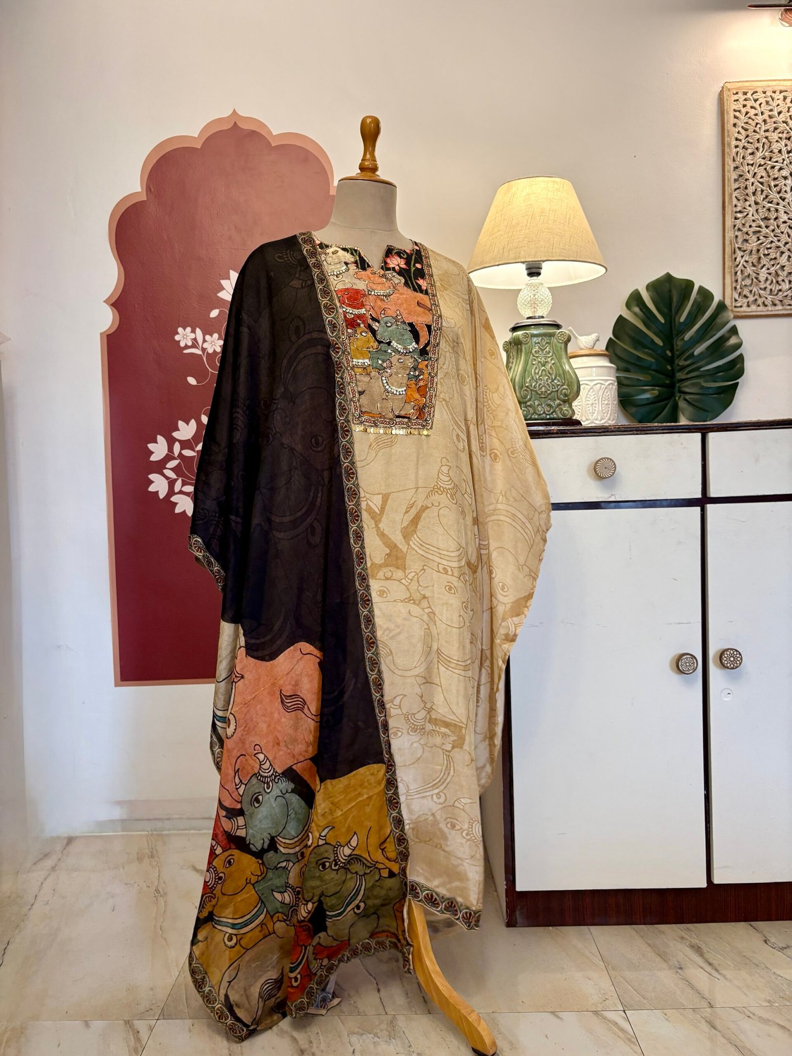 Pichwai Hand Highlighted Muslin Silk Salwar Ikhtirah - Image 6