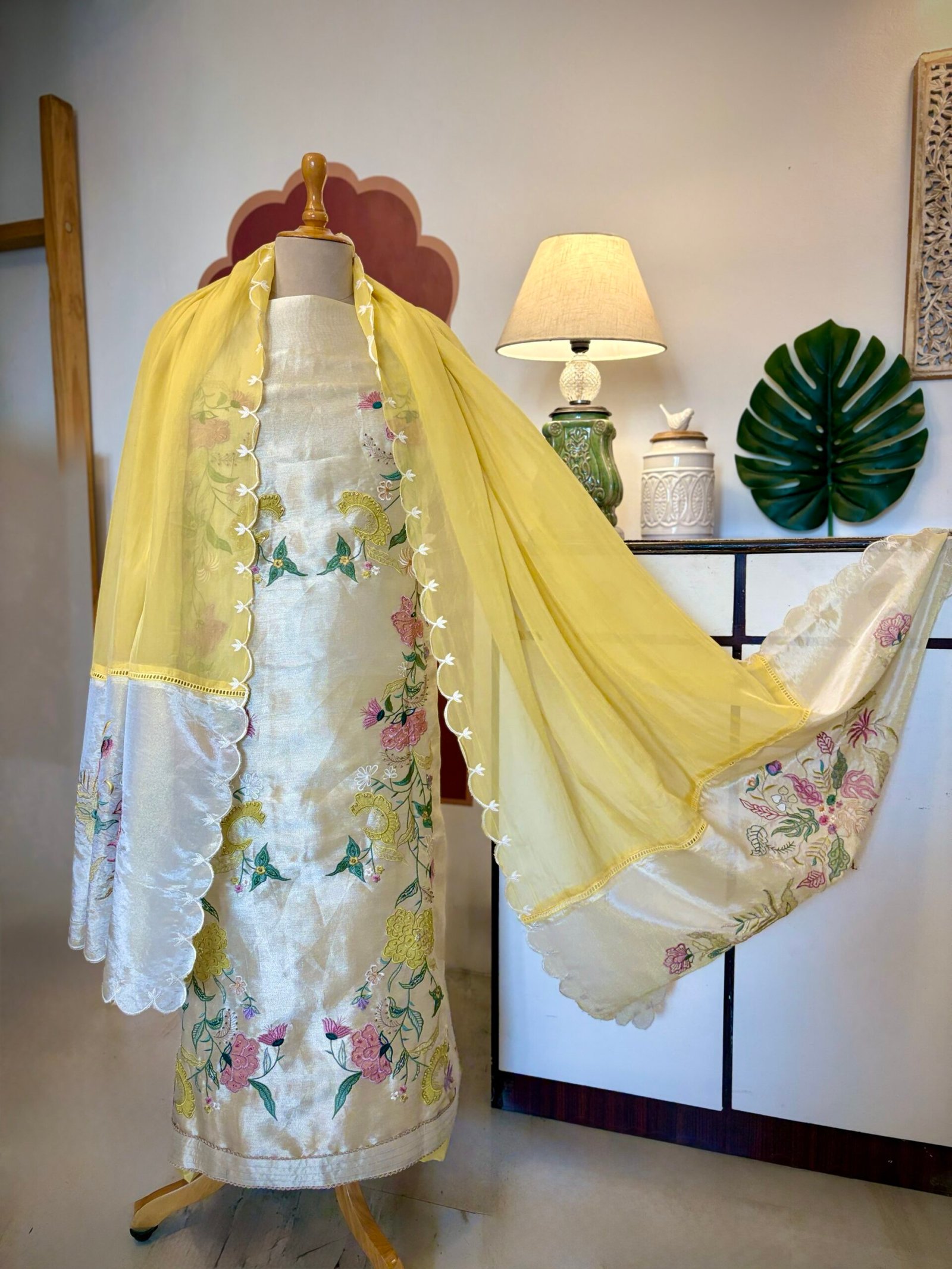 Embroidered Giraffe Silk with Hand Highlights and Organza Dupatta Ikhtirah - Image 6