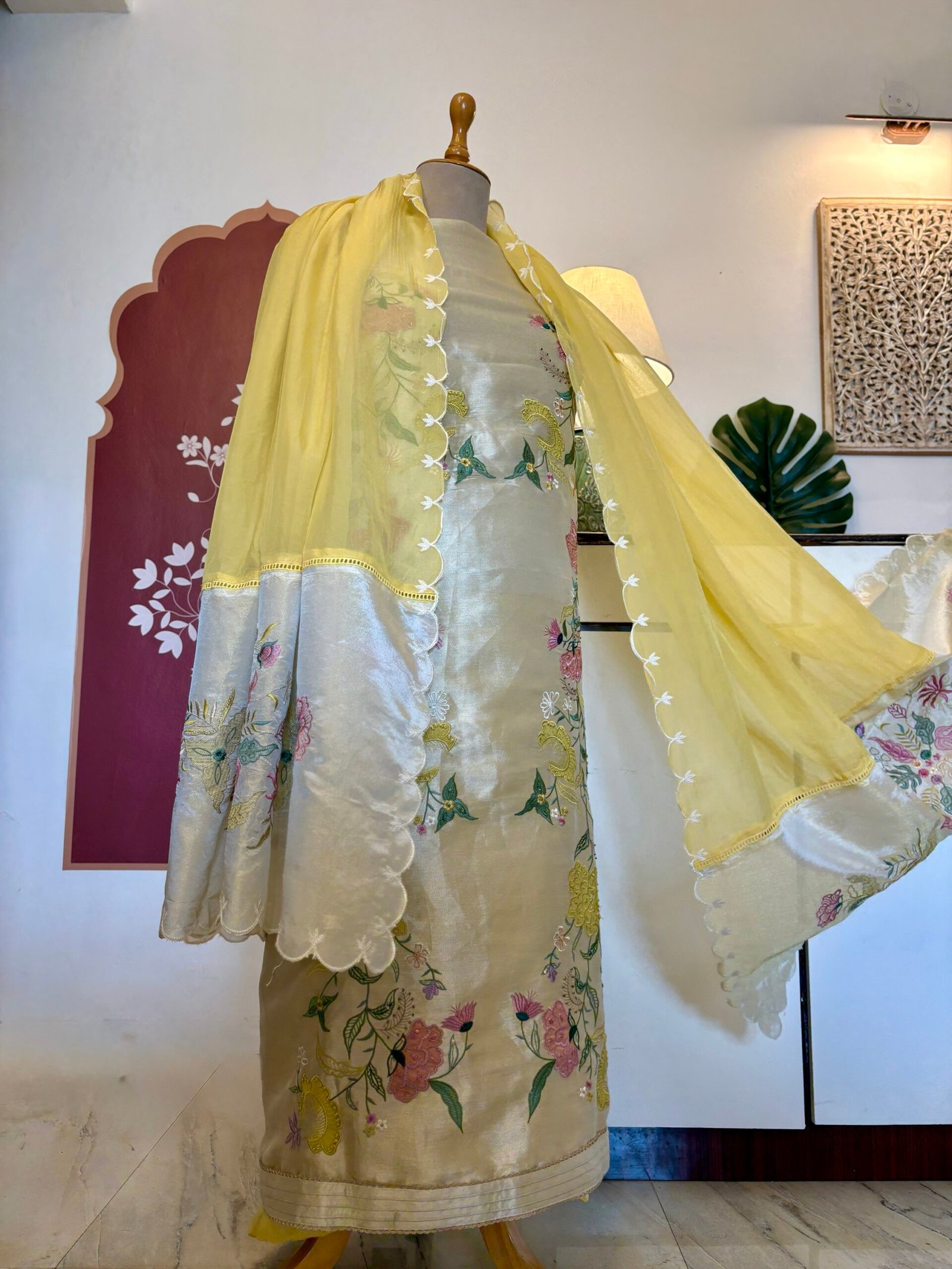 Embroidered Giraffe Silk with Hand Highlights and Organza Dupatta Ikhtirah - Image 5