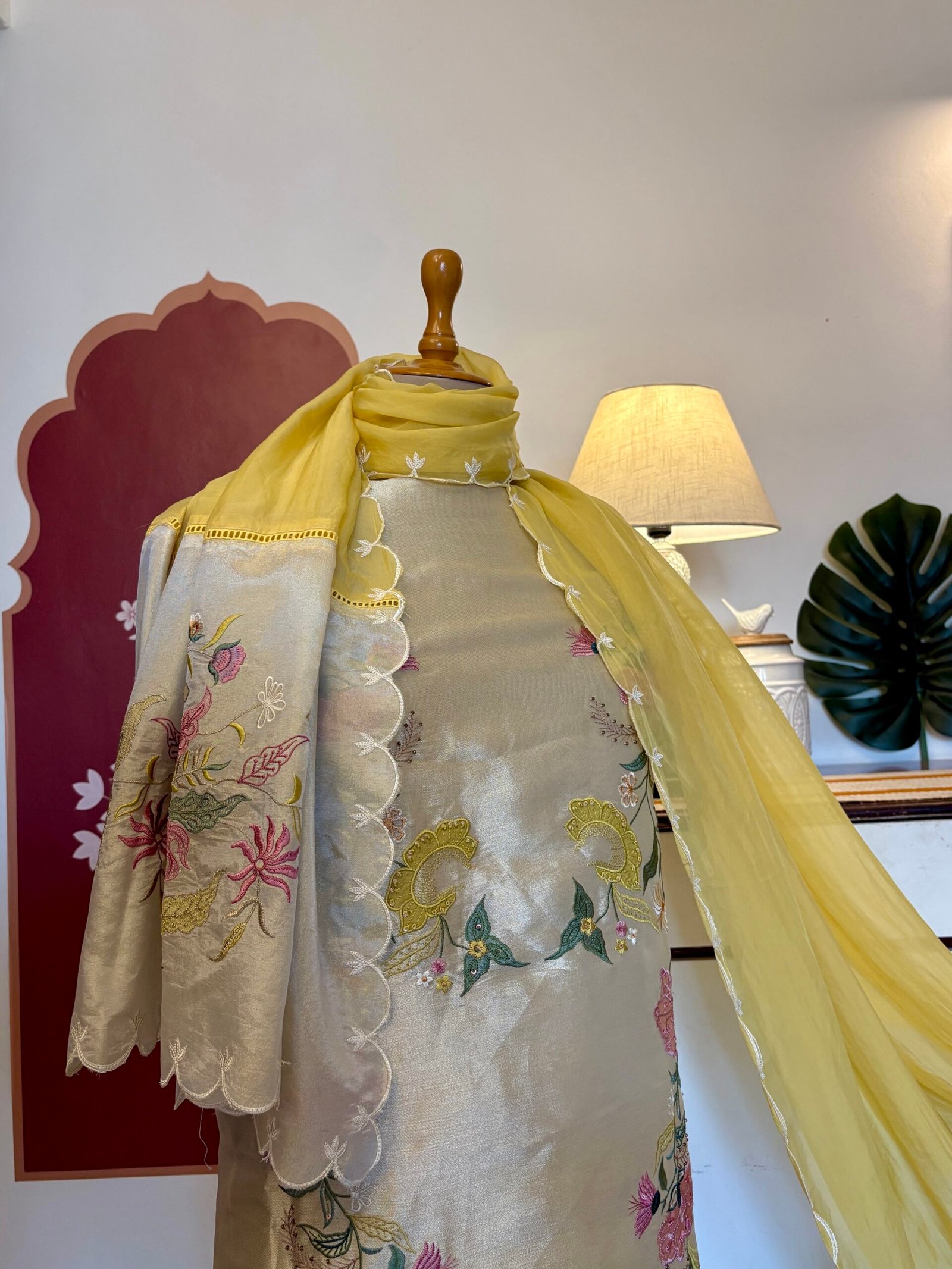 Embroidered Giraffe Silk with Hand Highlights and Organza Dupatta Ikhtirah
