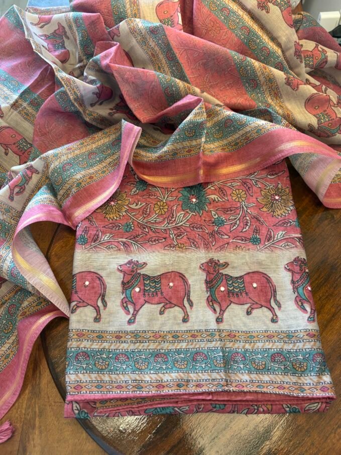 Pichwai Printed Soft Chanderi Salwar by Ikhtirah (Pink)
