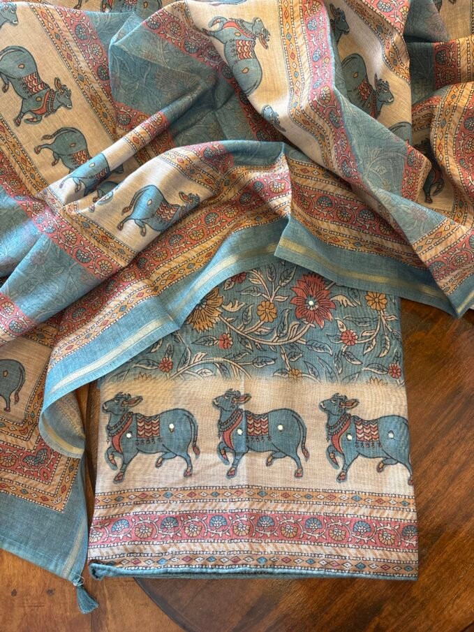 Pichwai Printed Soft Chanderi Salwar by Ikhtirah (Blue)