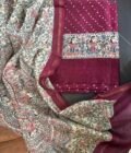 Madhubani Bandhej Pure Maheshwari Silk Printed Salwars by Ikhtirah (Wine)