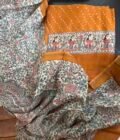 Madhubani Bandhej Pure Maheshwari Silk Printed Salwars by Ikhtirah (Orange)