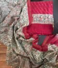 Madhubani Bandhej Pure Maheshwari Silk Printed Salwars by Ikhtirah (Red)