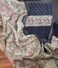 Madhubani Bandhej Pure Maheshwari Silk Printed Salwars by Ikhtirah (Navy Blue)