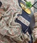 Madhubani Bandhej Pure Maheshwari Silk Printed Salwars by Ikhtirah (Navy Blue)