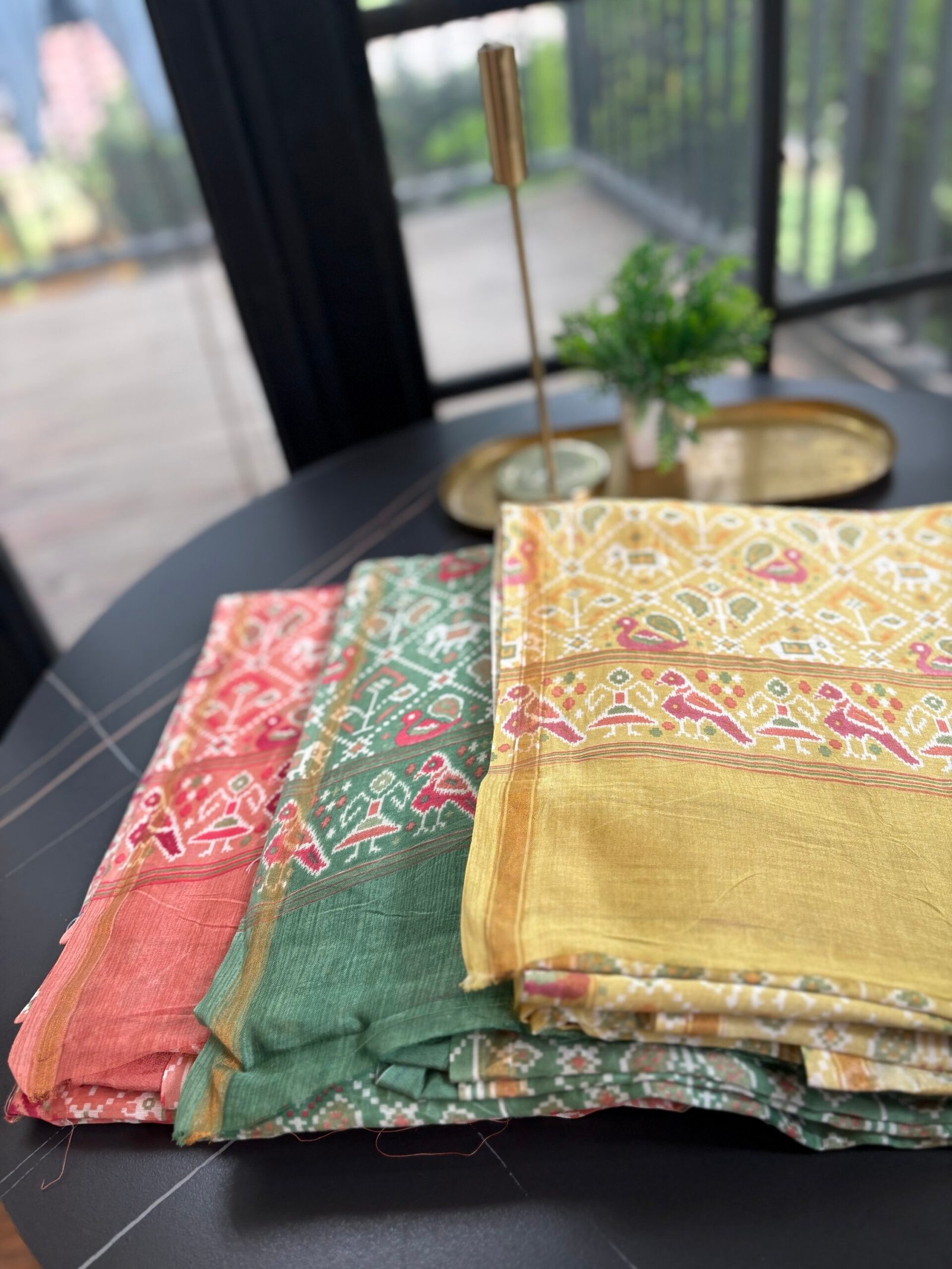 Patola Pure Maheshwari Silk Printed Salwars by Ikhtirah (Peach) - Image 3