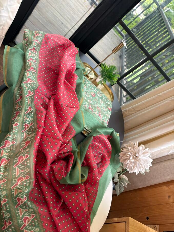Patola Pure Maheshwari Silk Printed Salwars by Ikhtirah (Green)