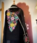 Floral Embroidered Organza Salwar Ikhtirah (Black)