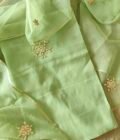 Hand Gota Embroidered Pure Cotton Kota by Kota Unstitched Salwar Suit (Pastel Green)