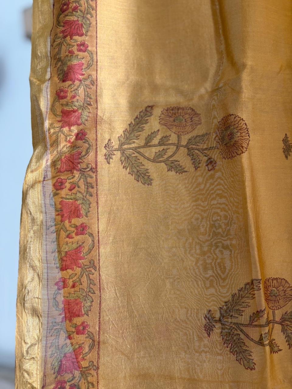 Hand-Blocked Pure Chanderi Silk Dupatta with Tassels D - Image 2
