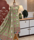 Hand Highlighted Pichwai Mul Cotton Unstitched Salwar Suit by Ikhtirah (Pastel Green)
