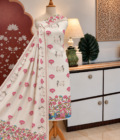 Hand Highlighted Pichwai Mul Cotton Unstitched Salwar Suit by Ikhtirah (White)
