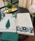 Handblocked Chanderi Cotton Salwar Unstitched Salwar Suit with Parsi Gara Embroidered Maheshwari Woven Dupatta by Ikhtirah (Green)