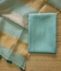 Mukaish embellished Pure Organza Kora Silk Unstitched Salwar Suit (H)