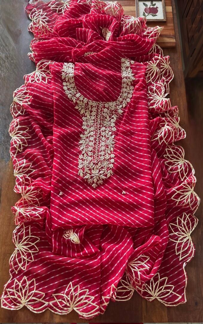 Gorgette with Hand Embroidered Unstitched Salwar Suit