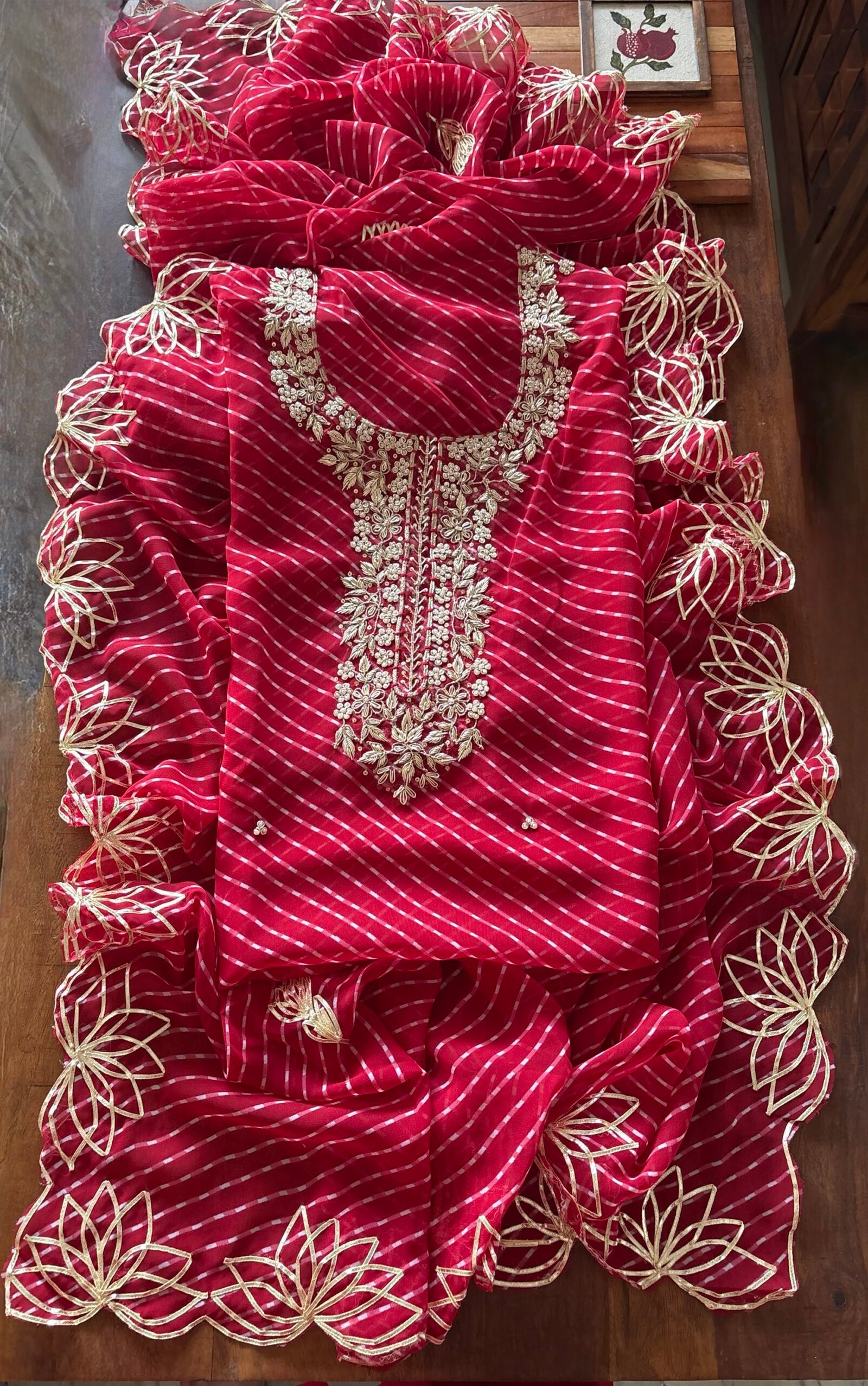 Gorgette with Hand Embroidered Unstitched Salwar Suit