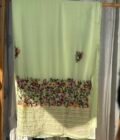 Floral Hand Embroidered Gorgette Saree with Blouse (Green)