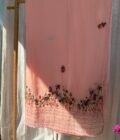 Floral Hand Embroidered Gorgette Saree with Blouse (Peach)