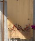 Floral Hand Embroidered Gorgette Saree with Blouse (Pastel Yellow)