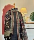 Pure Chanderi Silk Zari Woven Unstitched Salwar Suit with Exclusive Digitally Printed Dupattas (Black)