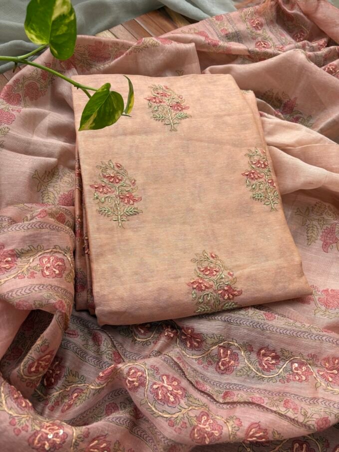 Hand Highlighted Soft Chanderi Cotton Salwars by Ikhtirah (Peach)