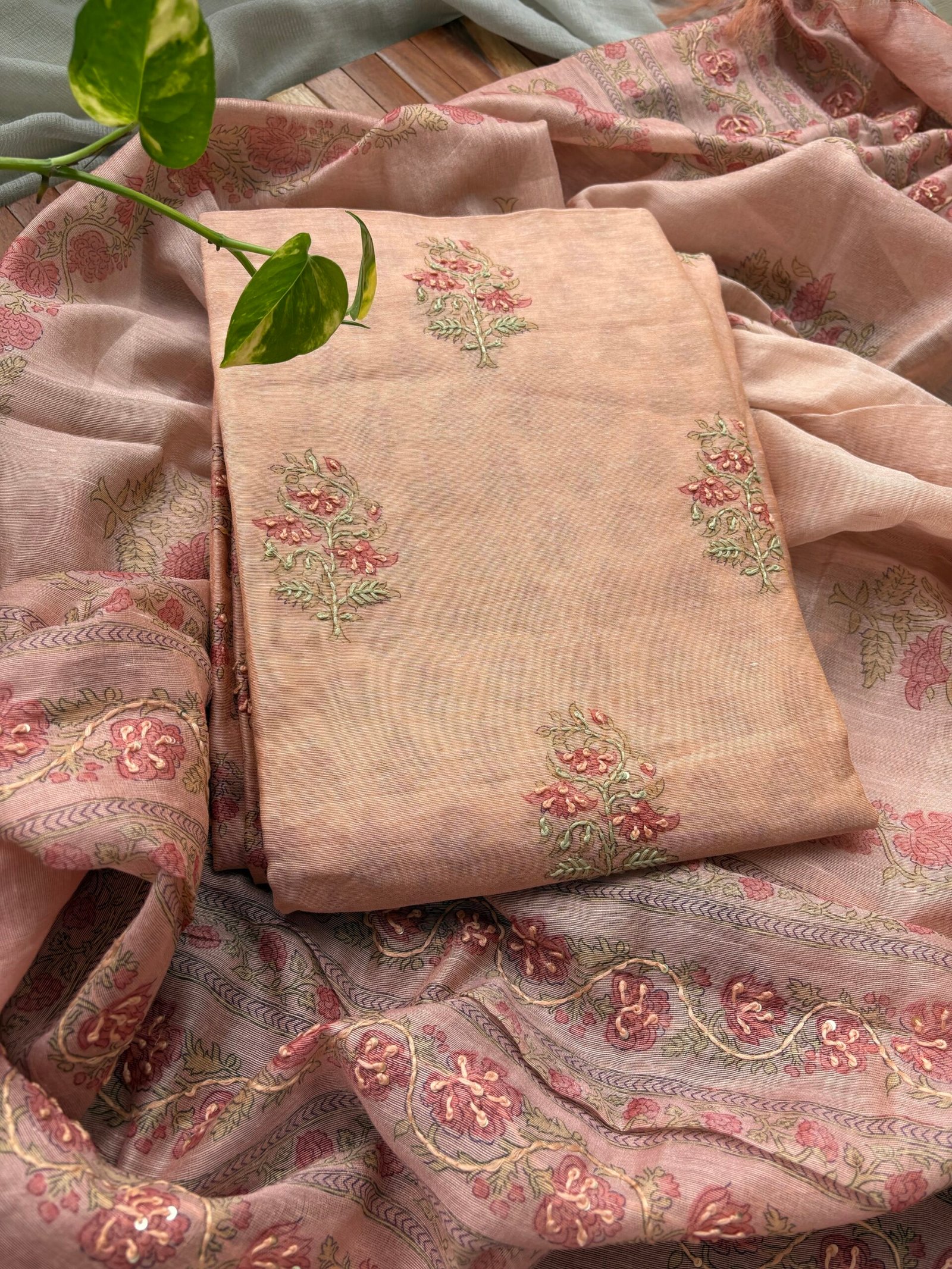 Hand Highlighted Soft Chanderi Cotton Salwars by Ikhtirah (Peach)