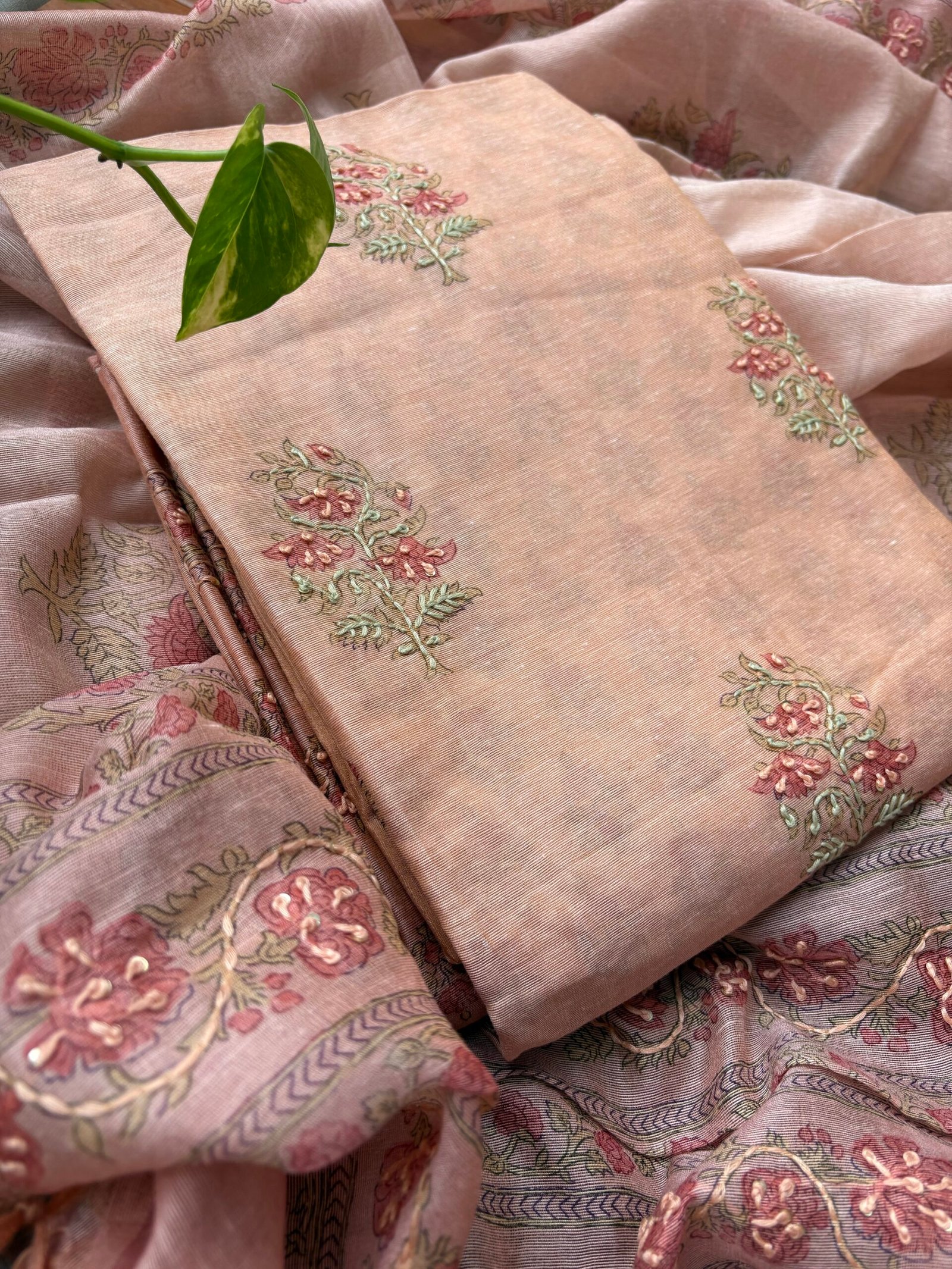 Hand Highlighted Soft Chanderi Cotton Salwars by Ikhtirah (Peach) - Image 4